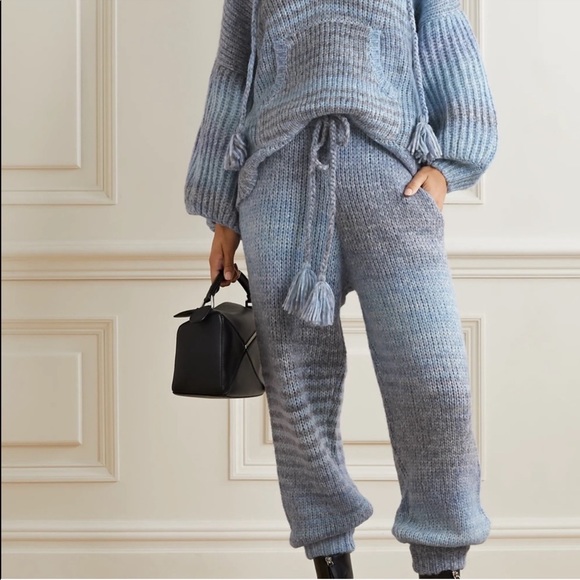 Loveshackfancy blue knit blossom pants NWT